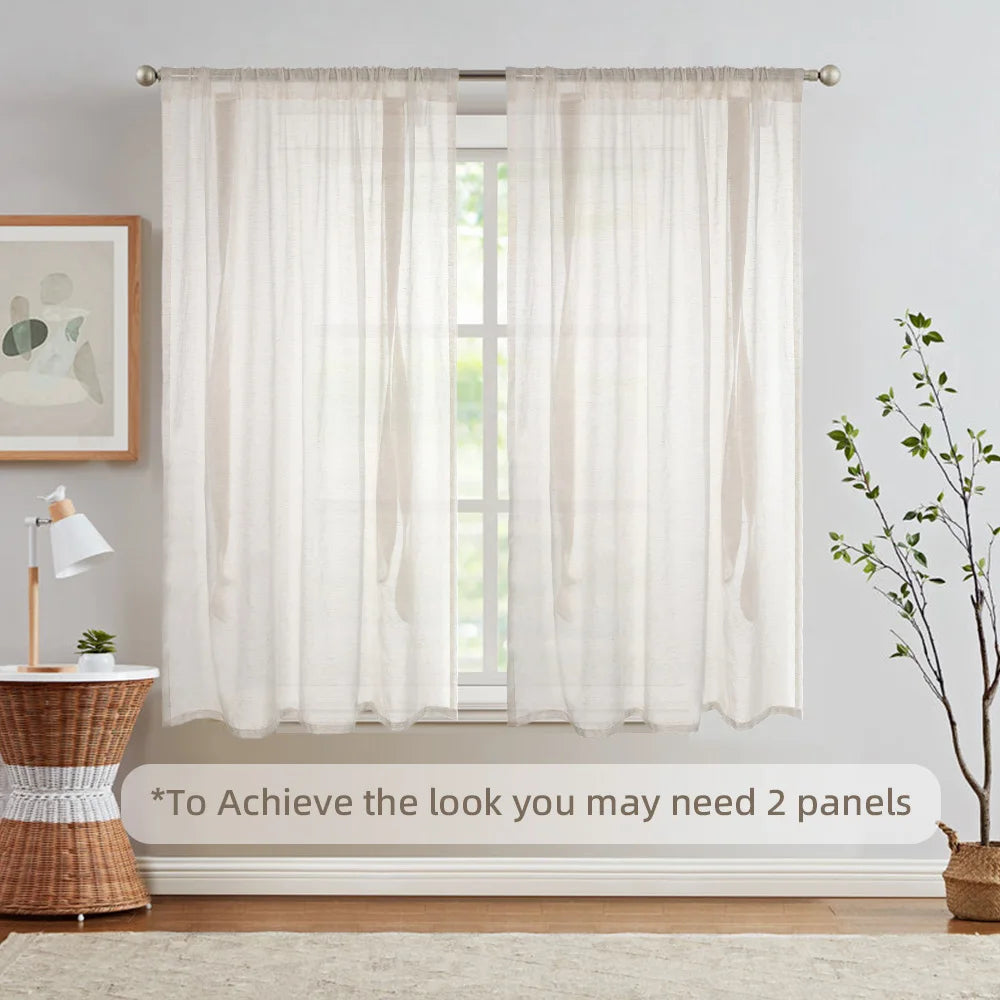 Semi Sheer Tie Up Balloon Window Curtain Valance