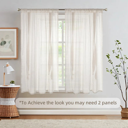 Semi Sheer Tie Up Balloon Window Curtain Valance