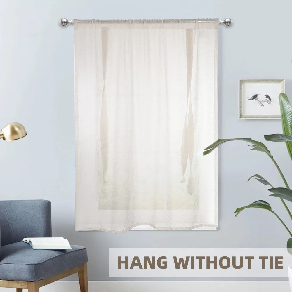 Semi Sheer Tie Up Balloon Window Curtain Valance