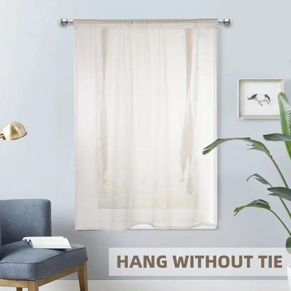 Semi Sheer Tie Up Balloon Window Curtain Valance