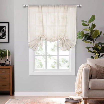 Semi Sheer Tie Up Balloon Window Curtain Valance