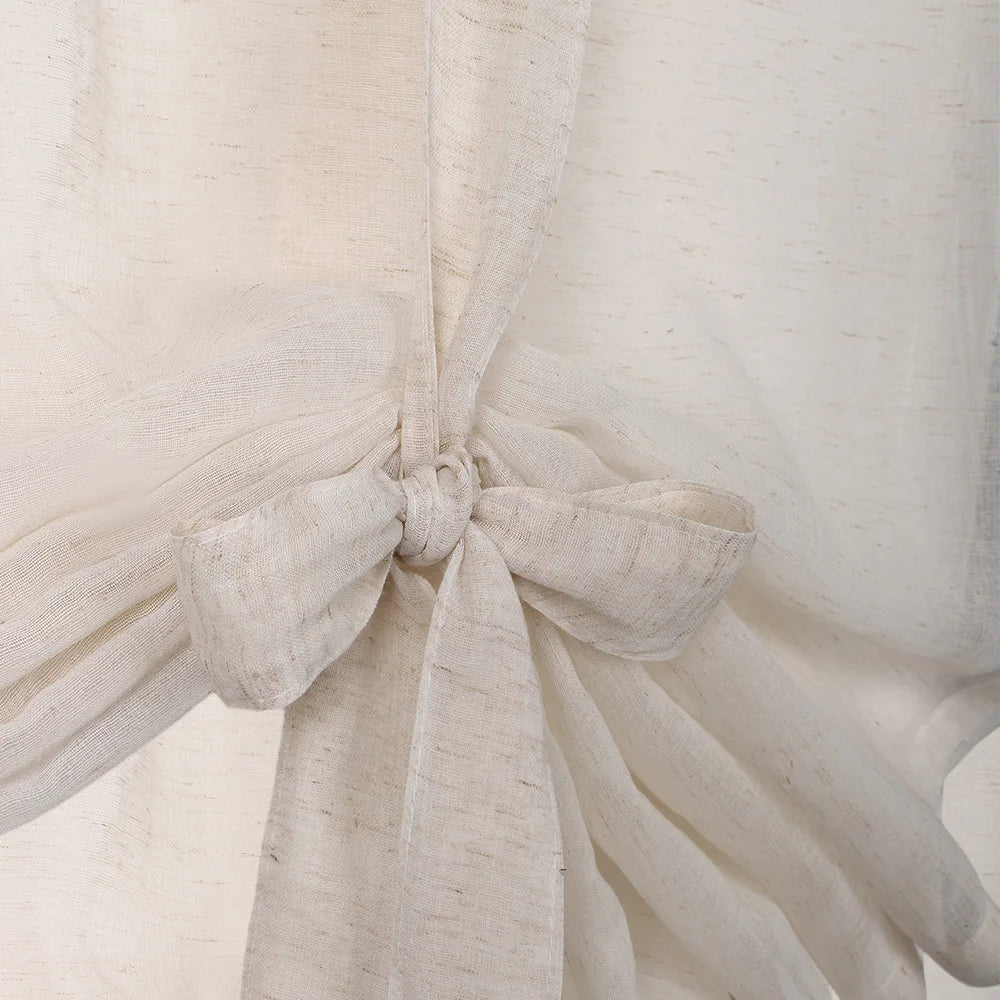 Semi Sheer Tie Up Balloon Window Curtain Valance